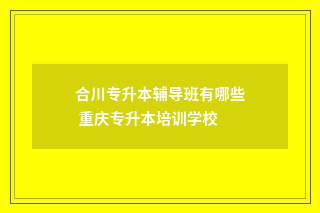 合川专升本辅导班有哪些 重庆专升本培训学校