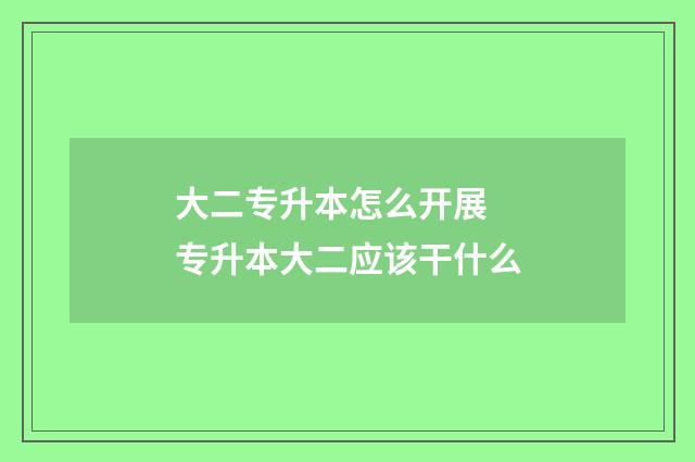 大二专升本怎么开展 专升本大二应该干什么