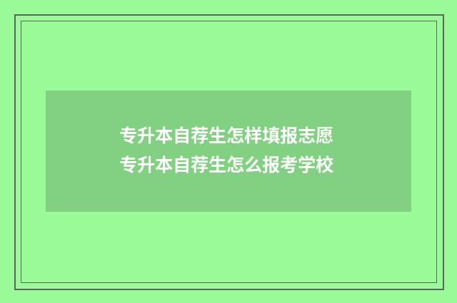 专升本自荐生怎样填报志愿 专升本自荐生怎么报考学校
