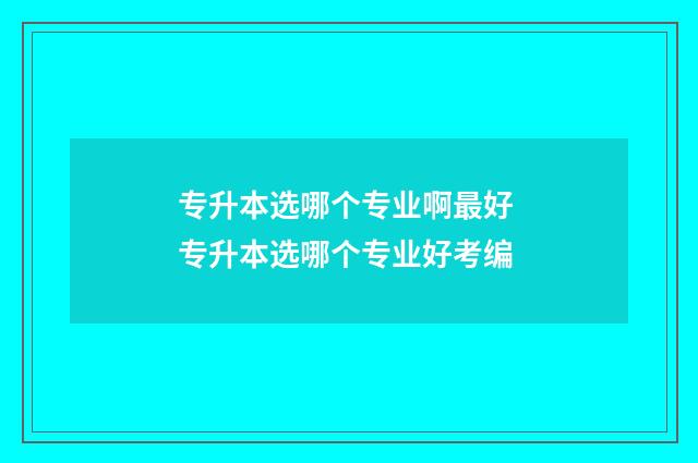专升本选哪个专业啊最好 专升本选哪个专业好考编