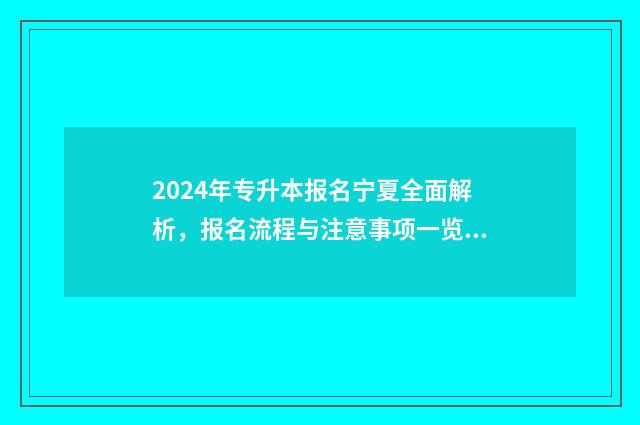 2024年专升本报名宁夏全面解析，报名流程与注意事项一览无余 2024年专升本报考学校