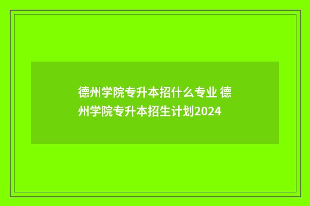 德州学院专升本招什么专业 德州学院专升本招生计划2024