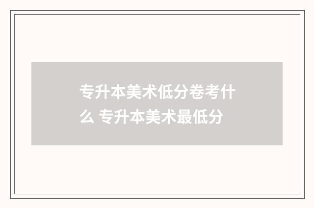专升本美术低分卷考什么 专升本美术最低分