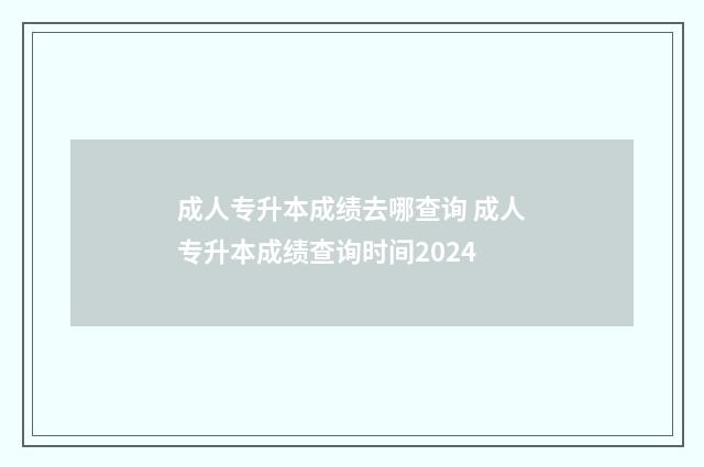 成人专升本成绩去哪查询 成人专升本成绩查询时间2024