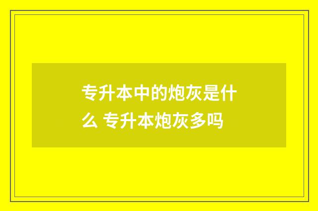 专升本中的炮灰是什么 专升本炮灰多吗