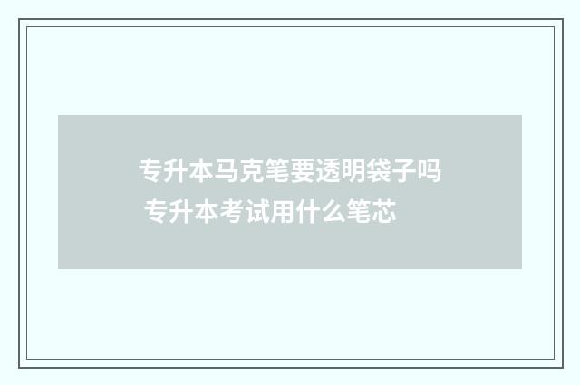 专升本马克笔要透明袋子吗 专升本考试用什么笔芯