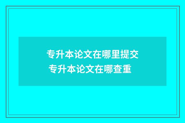 专升本论文在哪里提交 专升本论文在哪查重