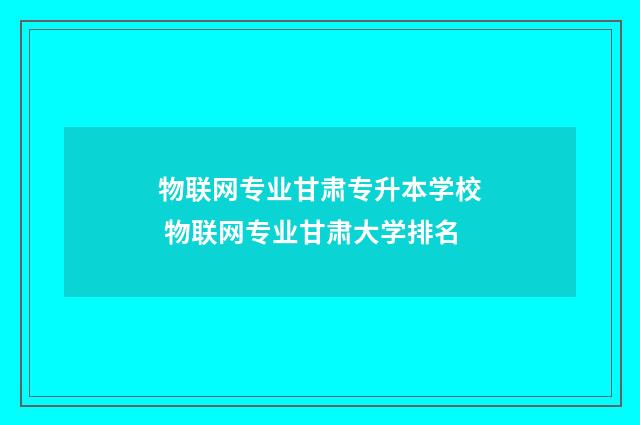 物联网专业甘肃专升本学校 物联网专业甘肃大学排名