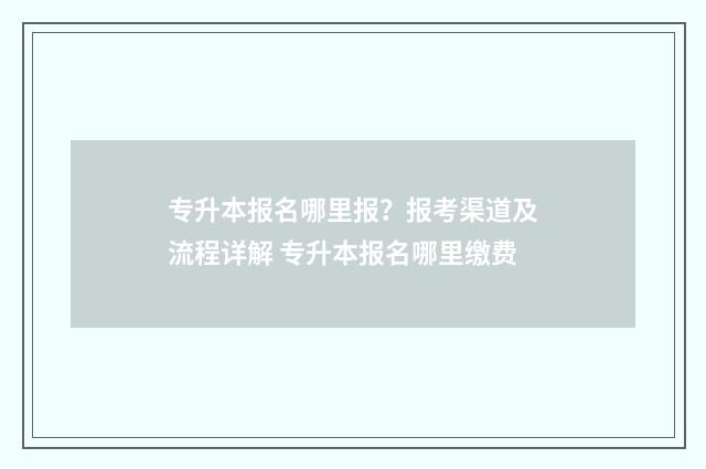 专升本报名哪里报？报考渠道及流程详解 专升本报名哪里缴费