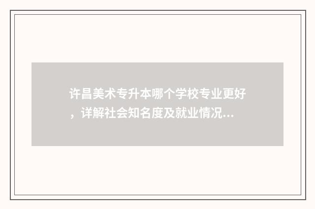 许昌美术专升本哪个学校专业更好，详解社会知名度及就业情况 许昌专升本画室