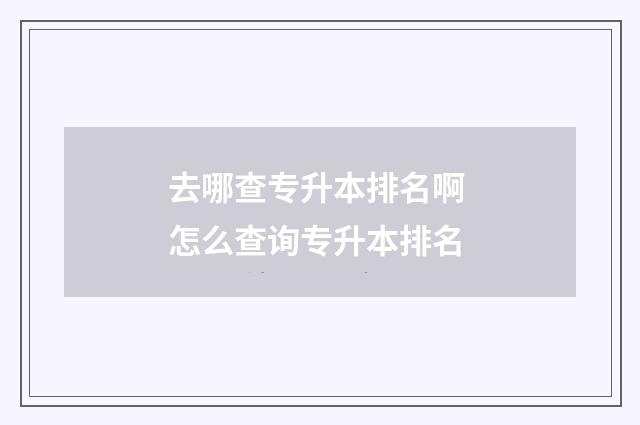 去哪查专升本排名啊 怎么查询专升本排名