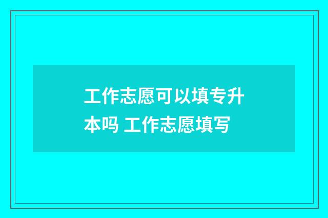 工作志愿可以填专升本吗 工作志愿填写