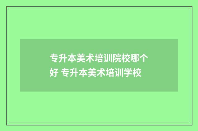 专升本美术培训院校哪个好 专升本美术培训学校