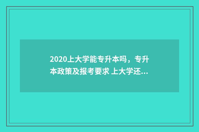 2020上大学能专升本吗，专升本政策及报考要求 上大学还能转专业吗