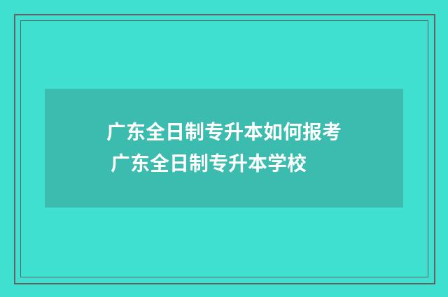 广东全日制专升本如何报考 广东全日制专升本学校