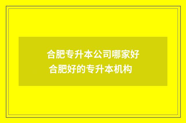 合肥专升本公司哪家好 合肥好的专升本机构