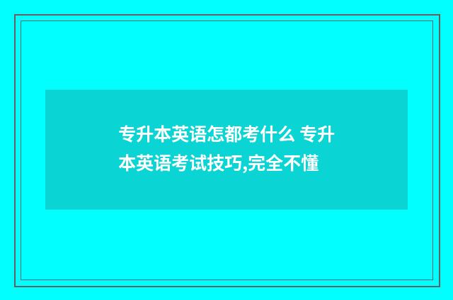 专升本英语怎都考什么 专升本英语考试技巧,完全不懂