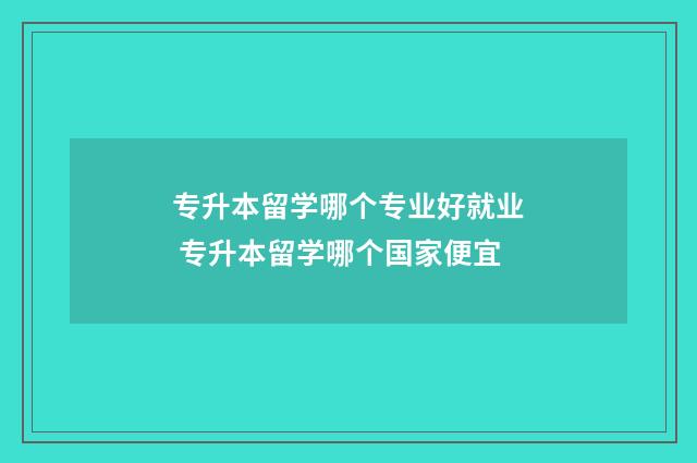 专升本留学哪个专业好就业 专升本留学哪个国家便宜