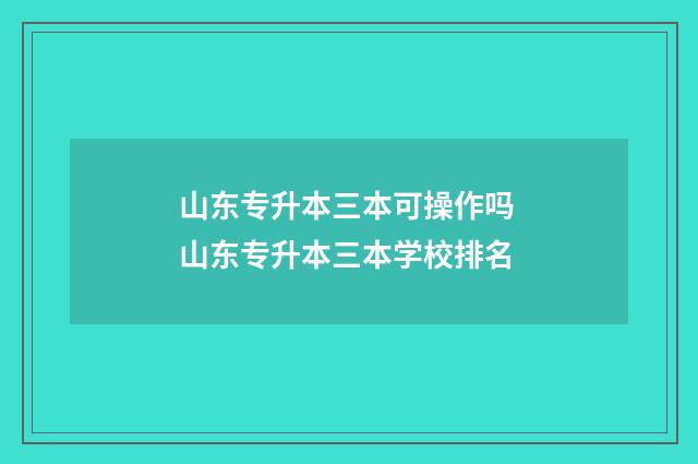 山东专升本三本可操作吗 山东专升本三本学校排名