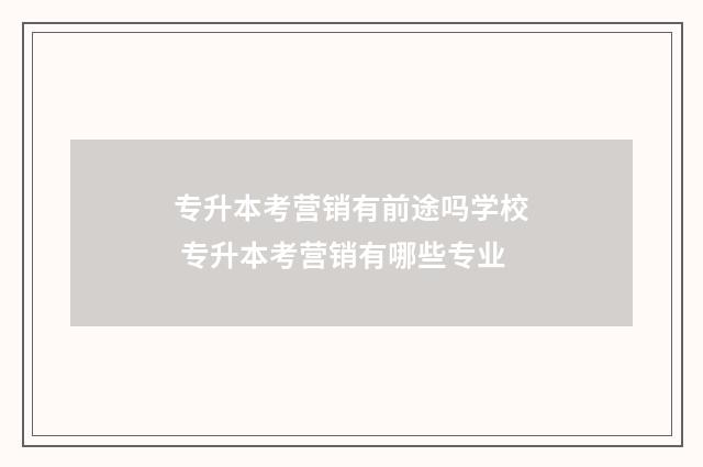 专升本考营销有前途吗学校 专升本考营销有哪些专业