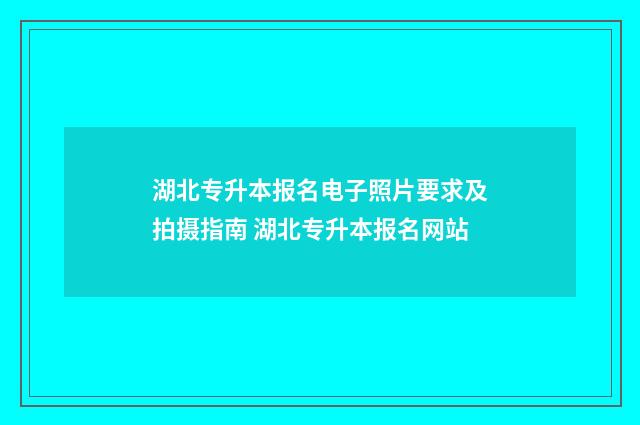 湖北专升本报名电子照片要求及拍摄指南 湖北专升本报名网站