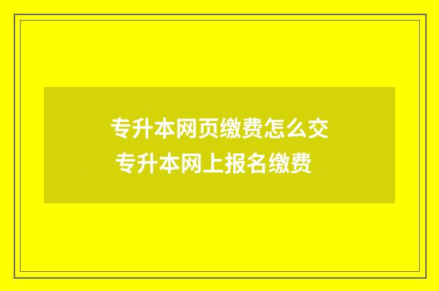 专升本网页缴费怎么交 专升本网上报名缴费