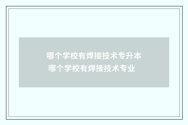 哪个学校有焊接技术专升本 哪个学校有焊接技术专业