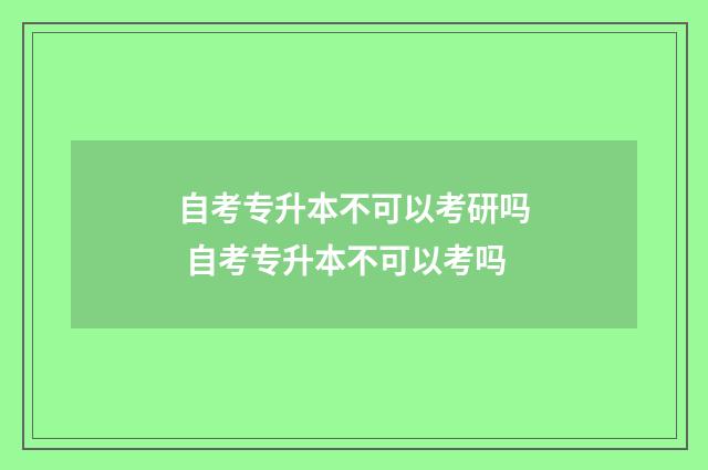 自考专升本不可以考研吗 自考专升本不可以考吗