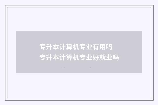 专升本计算机专业有用吗 专升本计算机专业好就业吗