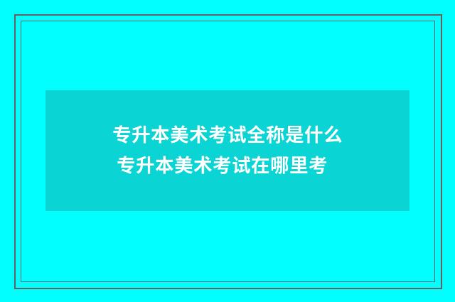 专升本美术考试全称是什么 专升本美术考试在哪里考