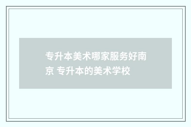 专升本美术哪家服务好南京 专升本的美术学校