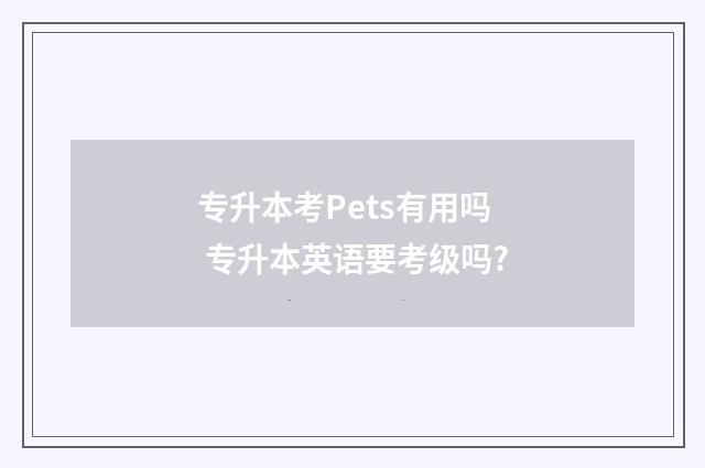 专升本考Pets有用吗 专升本英语要考级吗?