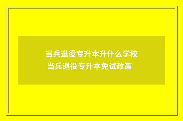 当兵退役专升本升什么学校 当兵退役专升本免试政策
