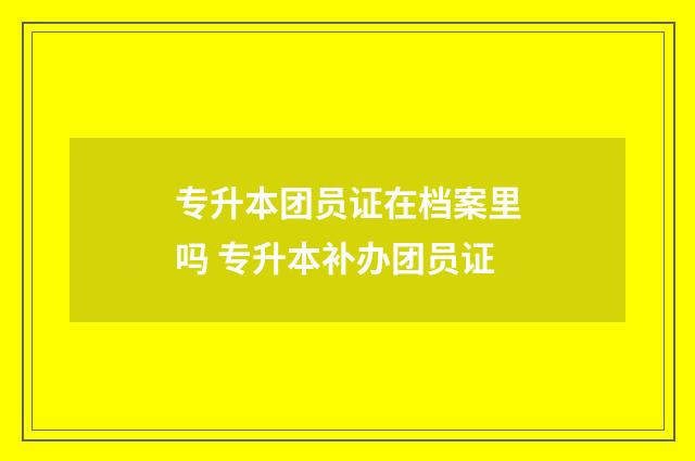 专升本团员证在档案里吗 专升本补办团员证