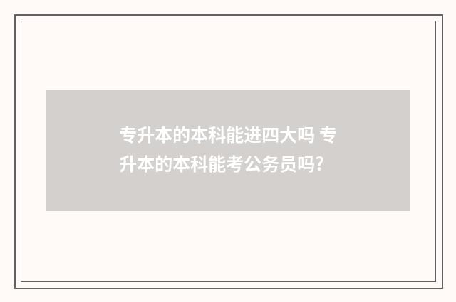 专升本的本科能进四大吗 专升本的本科能考公务员吗?