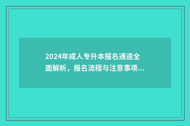 2024年成人专升本报名通道全面解析，报名流程与注意事项 2024年成人专升本考试时间是多少