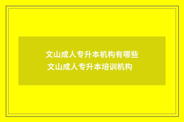 文山成人专升本机构有哪些 文山成人专升本培训机构