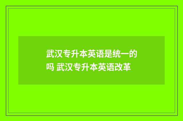 武汉专升本英语是统一的吗 武汉专升本英语改革