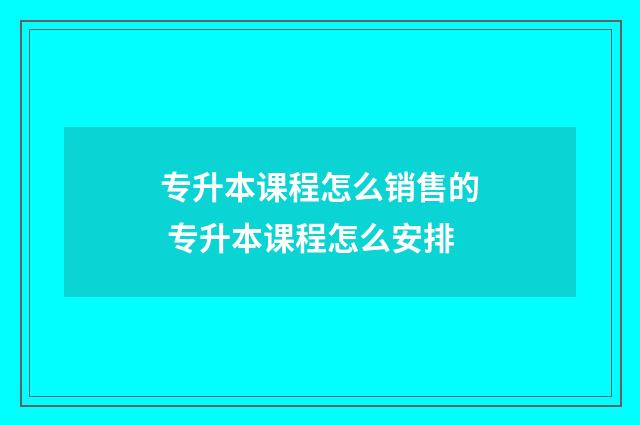 专升本课程怎么销售的 专升本课程怎么安排