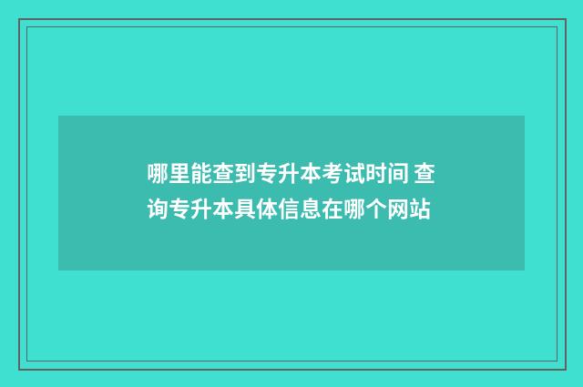 哪里能查到专升本考试时间 查询专升本具体信息在哪个网站
