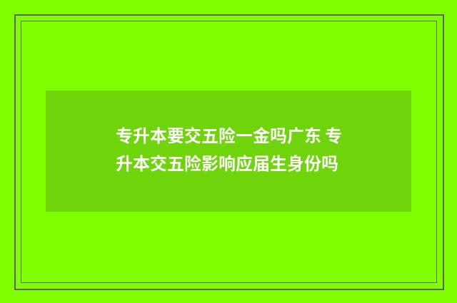 专升本要交五险一金吗广东 专升本交五险影响应届生身份吗