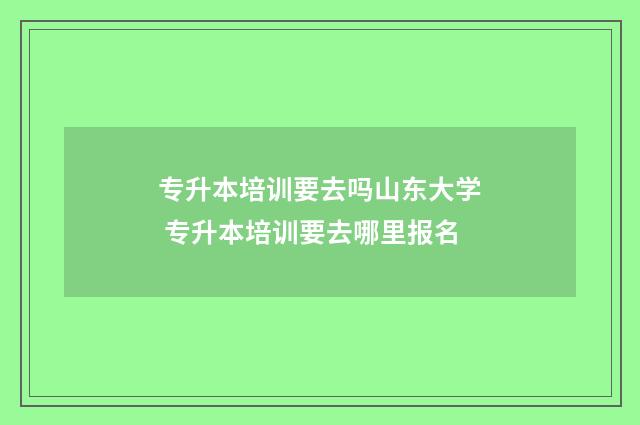 专升本培训要去吗山东大学 专升本培训要去哪里报名
