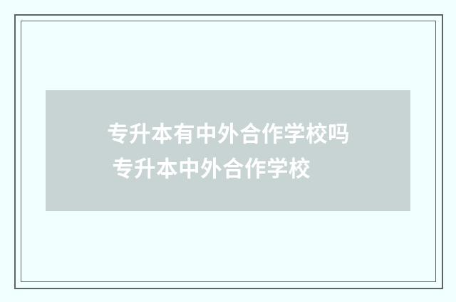 专升本有中外合作学校吗 专升本中外合作学校