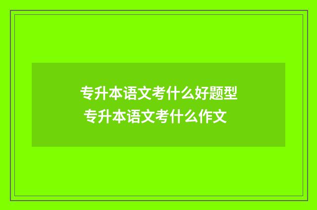 专升本语文考什么好题型 专升本语文考什么作文