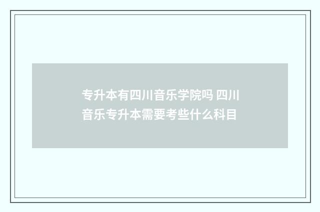 专升本有四川音乐学院吗 四川音乐专升本需要考些什么科目
