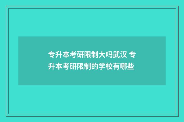 专升本考研限制大吗武汉 专升本考研限制的学校有哪些