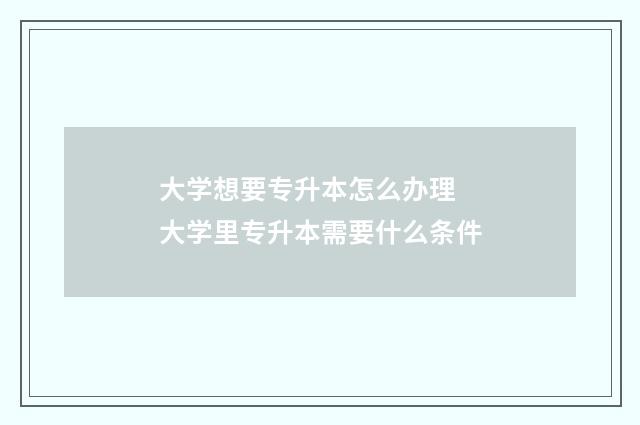 大学想要专升本怎么办理 大学里专升本需要什么条件