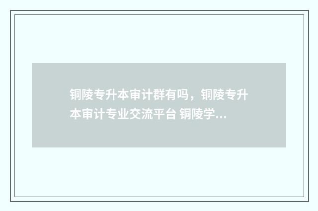 铜陵专升本审计群有吗，铜陵专升本审计专业交流平台 铜陵学院专升本审计学考什么