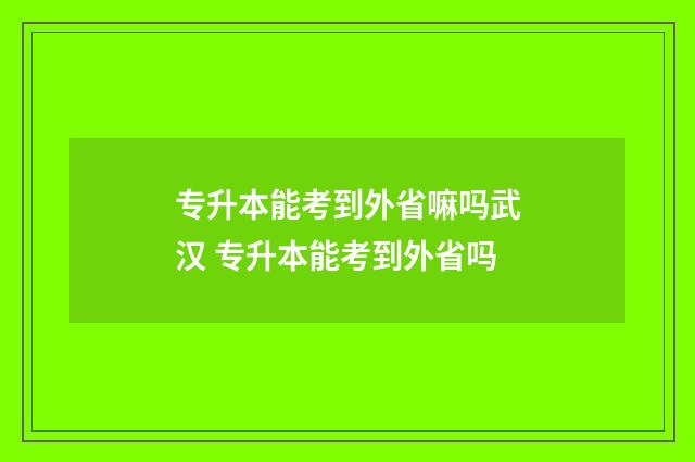 专升本能考到外省嘛吗武汉 专升本能考到外省吗