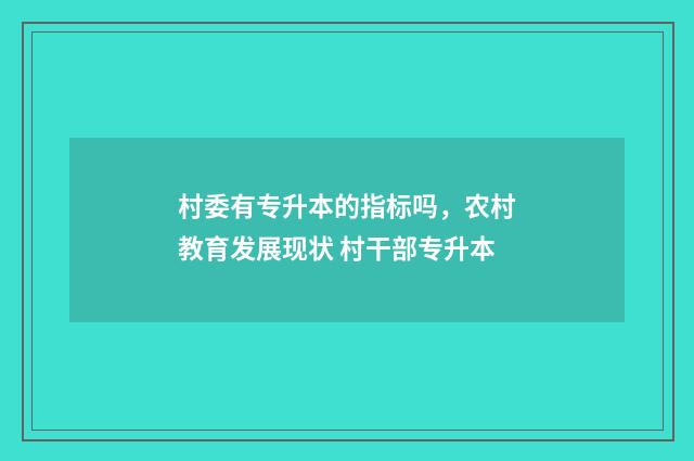 村委有专升本的指标吗，农村教育发展现状 村干部专升本